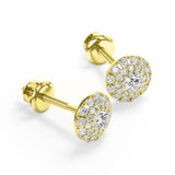 Olivia - Classic Double Halo Round Stud Earring