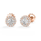 Charlotte - Classic Halo Round Brilliant Stud Earring