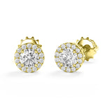 Charlotte - Classic Halo Round Brilliant Stud Earring