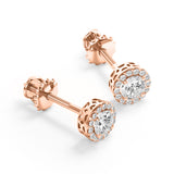 Charlotte - Classic Halo Round Brilliant Stud Earring
