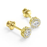Charlotte - Classic Halo Round Brilliant Stud Earring