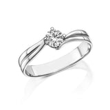 Elegant Double Twist Solitaire - Design Solitaire Ring- Real Natural Diamonds