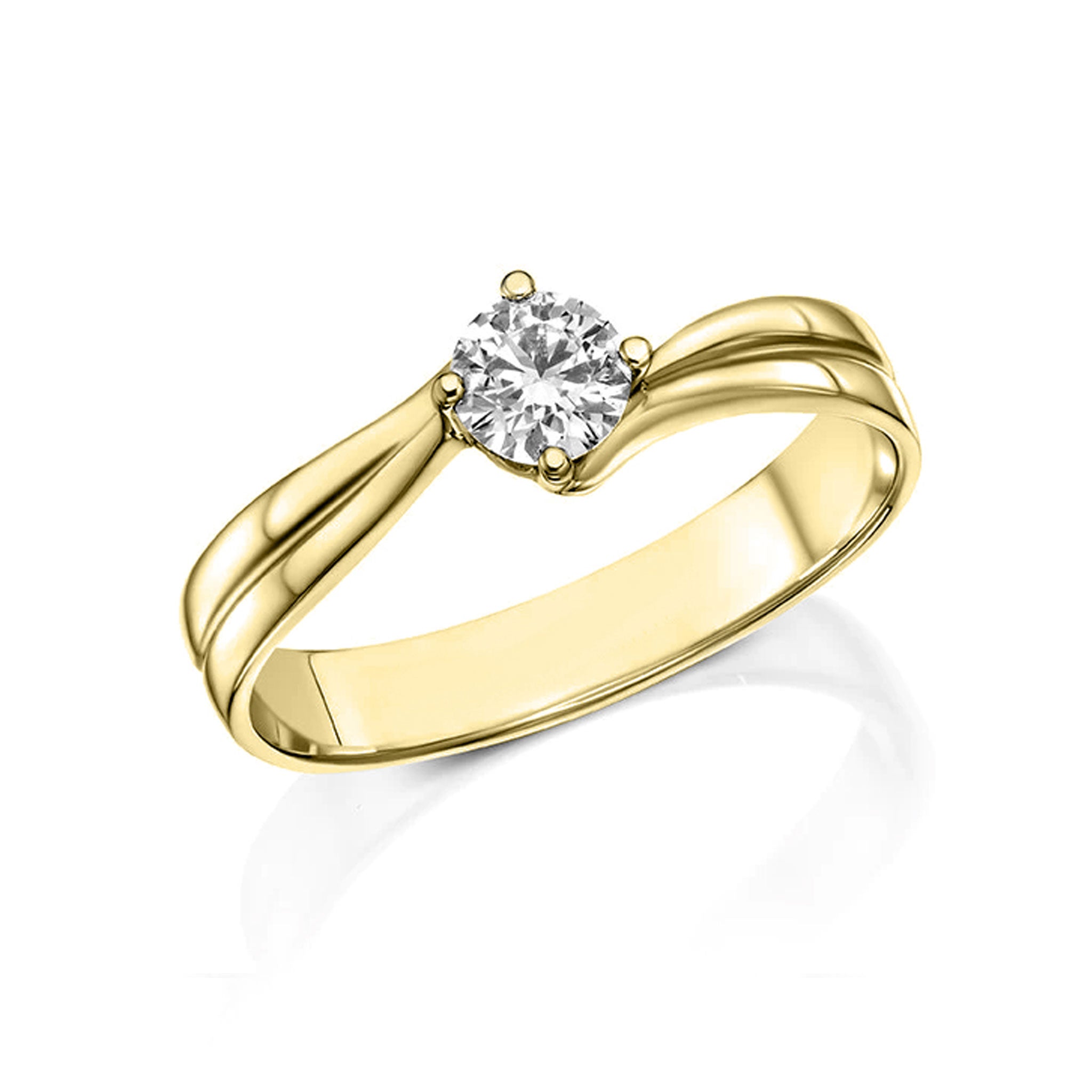 Elegant Double Twist Solitaire - Design Solitaire Ring- Real Natural Diamonds