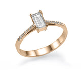 Emerald Shape Solitaire - Settings Ring- Real Natural Diamonds