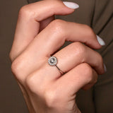 Halo Flower - Design Ring- Real Natural Diamonds