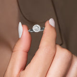 Halo Flower - Design Ring- Real Natural Diamonds