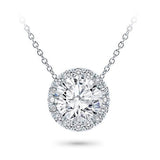 Elizabeth - Classic Floating Halo Round Diamond Pendant