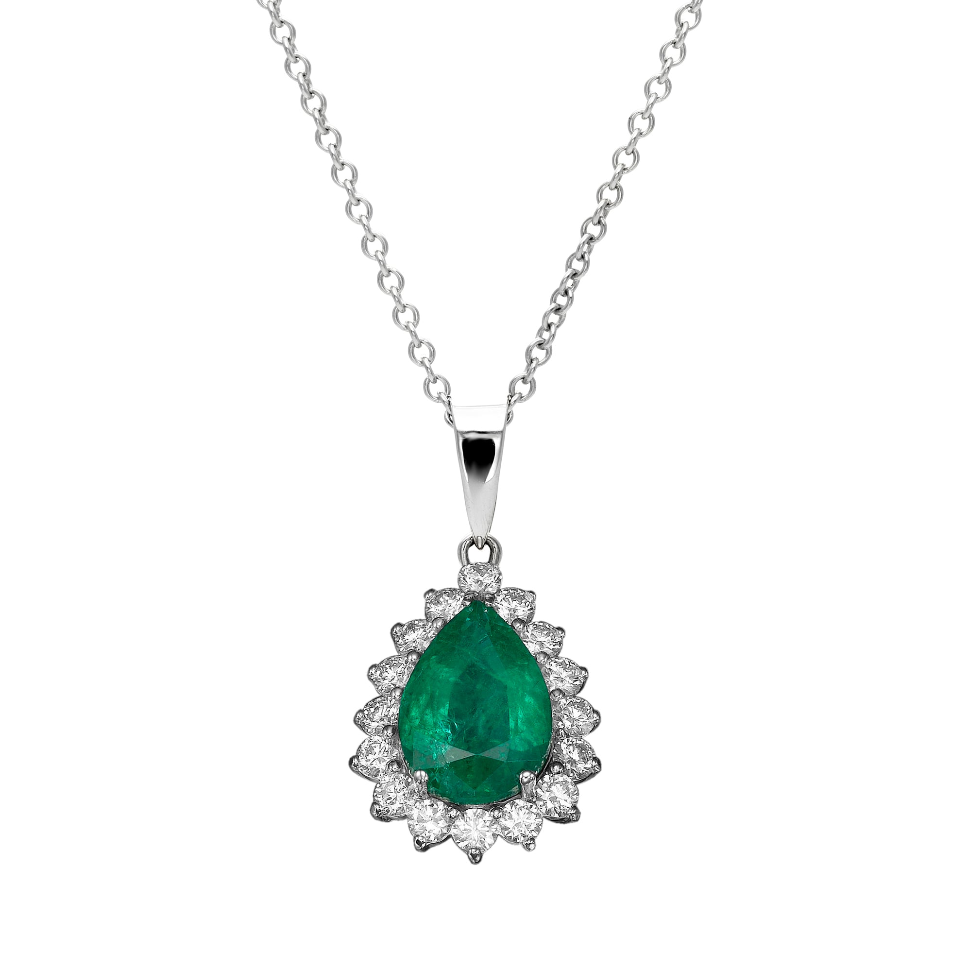 2Carat Dianna Drop Pear Halo Pendant - Real Natural Diamonds & Gems
