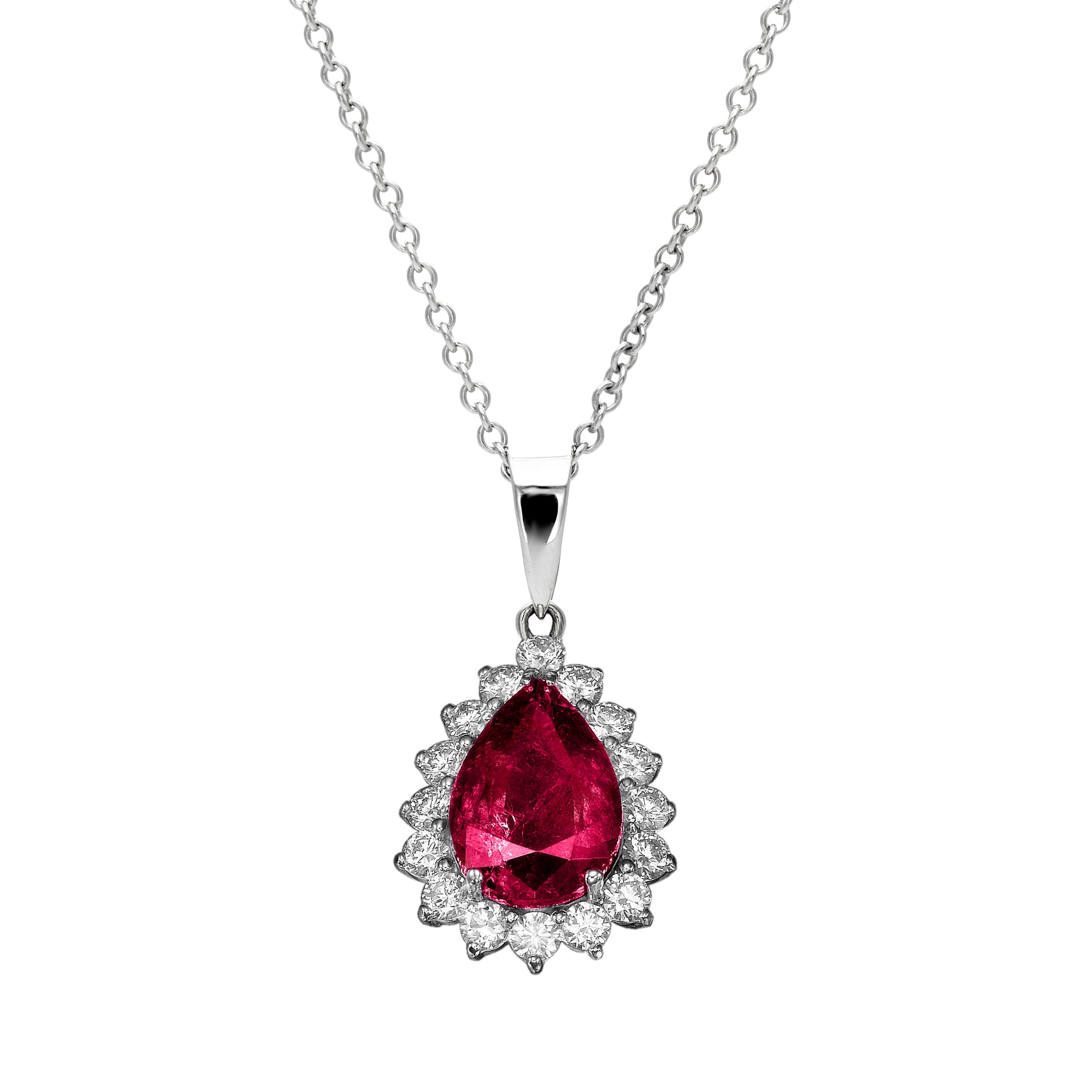 2Carat Dianna Drop Pear Halo Pendant - Real Natural Diamonds & Gems