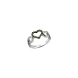 Green Gems Heart Ring - Various Diamond Combinations - Real Diamonds