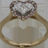 Pink Gems Heart Ring - Various Diamond Combinations - Real Diamonds