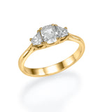 Trio Ring Cushion & Trapeze - Lab or Natural Diamonds