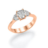 Trio Ring Cushion & Half Moon - Lab or Natural Diamonds