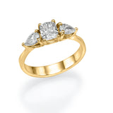 Trio Ring -Cushion & Pears - Lab or Natural Diamonds