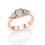 Trio Ring -Cushion & Pears - Lab or Natural Diamonds