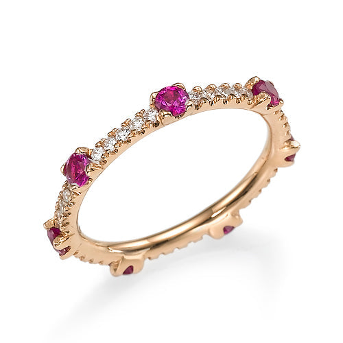Avenue Of Stars - Gems & Diamond Eternity Ring- Real Natural Diamonds