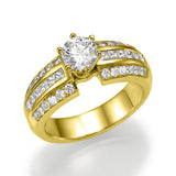 Mix Pave - Trio Band Solitaire Ring - 1.50 - 2.00 Carats