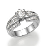 Mix Pave - Trio Band Solitaire Ring - 1.50 - 2.00 Carats