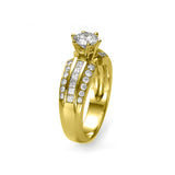 Mix Pave - Trio Band Solitaire Ring - 1.50 - 2.00 Carats