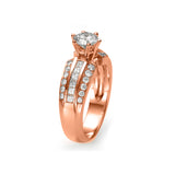 Mix Pave - Trio Band Solitaire Ring - 1.50 - 2.00 Carats