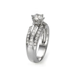 Mix Pave - Trio Band Solitaire Ring - 1.50 - 2.00 Carats