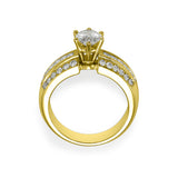 Mix Pave - Trio Band Solitaire Ring - 1.50 - 2.00 Carats