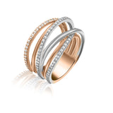 5 Rows Archery - Handmade Settings Ring- Real Natural Diamonds