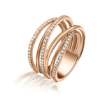 5 Rows Archery - Handmade Settings Ring- Real Natural Diamonds