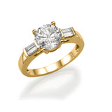 Trio Ring Round & Emerald - Lab or Natural Diamonds