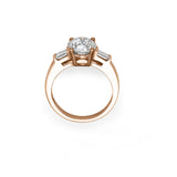 Trio Ring Round & Emerald - Lab or Natural Diamonds