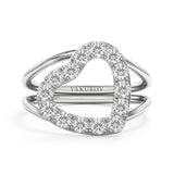 Sparkling Open Heart - Design Ring- Real Natural Diamonds