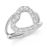 Sparkling Open Heart - Design Ring- Real Natural Diamonds