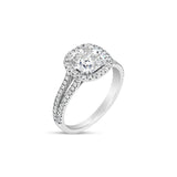Double Pave Cushion Solitaire Ring - 1.75 / 2.00 Carat