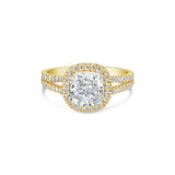 Double Pave Cushion Solitaire Ring - 1.75 / 2.00 Carat