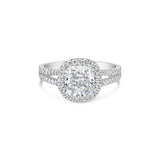 Double Pave Cushion Solitaire Ring - 1.75 / 2.00 Carat