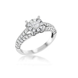 Sun Rays - Triple Pave Solitaire Ring- Real Natural Diamonds