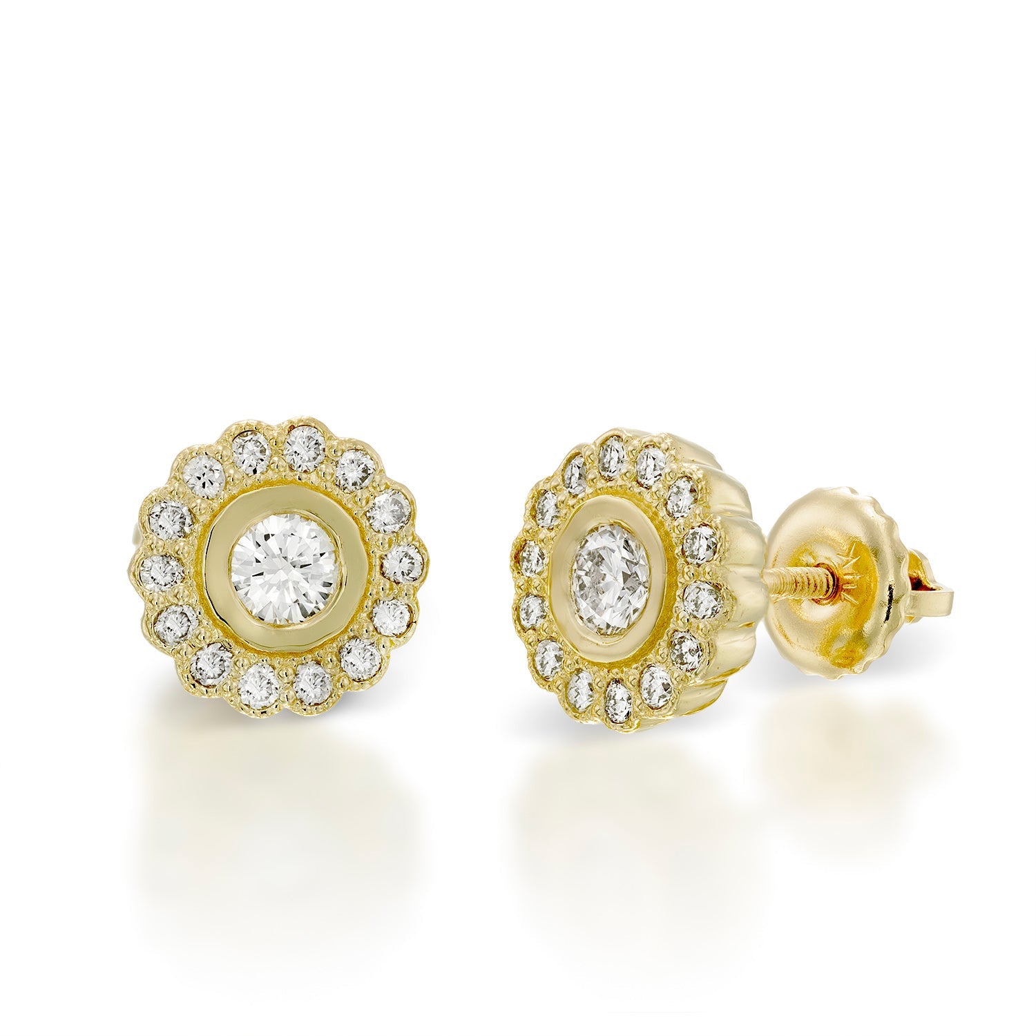Halo Flower - Design Stud Earring - Natural Diamonds