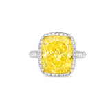 10.02ct HALO Cushion Cut Ring - Fancy Light Yellow SI1 GIA