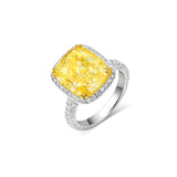 10.02ct HALO Cushion Cut Ring - Fancy Light Yellow SI1 GIA