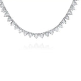 Graduated 3 Prongs Diamond Tennis Necklace (15/20/25 Points)-17- 50 Carats - Lab or Natural Diamonds