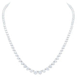 18 Karats Graduated 3 Prongs Diamond Tennis Necklace (70 Points / 1 Carats )-50- 145 Carats - Lab or Natural Diamonds
