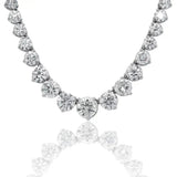 18 Karats Graduated 3 Prongs Diamond Tennis Necklace (70 Points / 1 Carats )-50- 145 Carats - Lab or Natural Diamonds