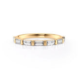 7 Emerald Cut Half Eternity Yellow Ring - Lab Eco Diamonds