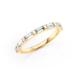 7 Emerald Cut Half Eternity Yellow Ring - Lab Eco Diamonds