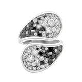 Black and White Ombre Diamond Yin & Yang Ring in 18k Gold