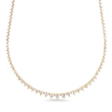 Degrade Riviera Graduated 3 Prongs Diamond Tennis Necklace - 11 Carat -15 Carats - Lab or Natural Diamonds