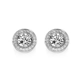 1 Carat HALO Round Brilliant Stud Earring - Real Natural Diamonds