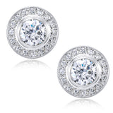 1 Carat HALO Round Brilliant Stud Earring - Real Natural Diamonds