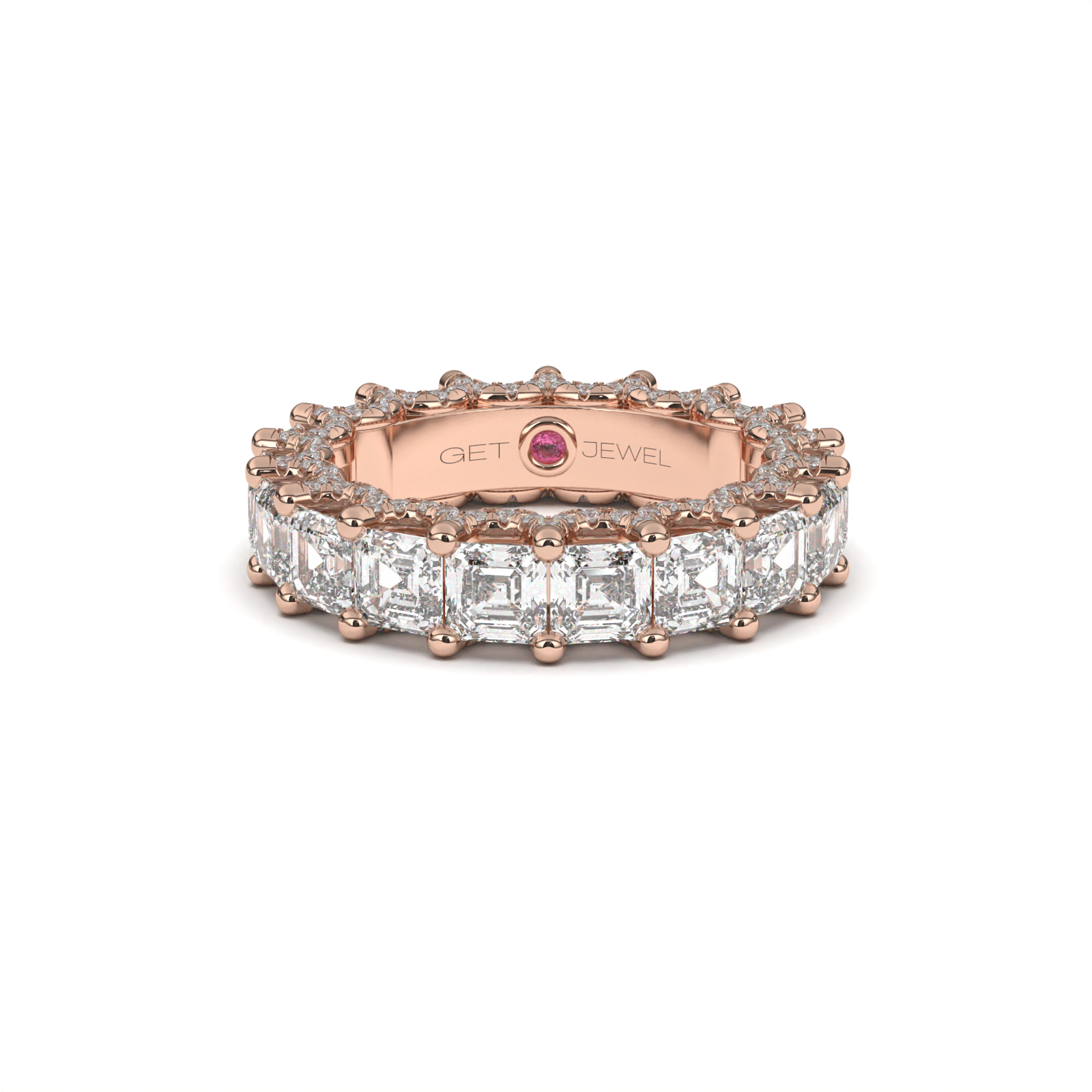 Asscher-Cut All-Around Diamond Eternity Ring with Micro Pavé Accents- Custom Design