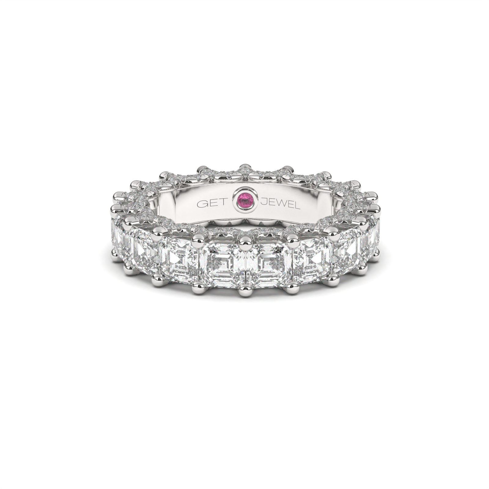 Asscher-Cut All-Around Diamond Eternity Ring with Micro Pavé Accents- Custom Design